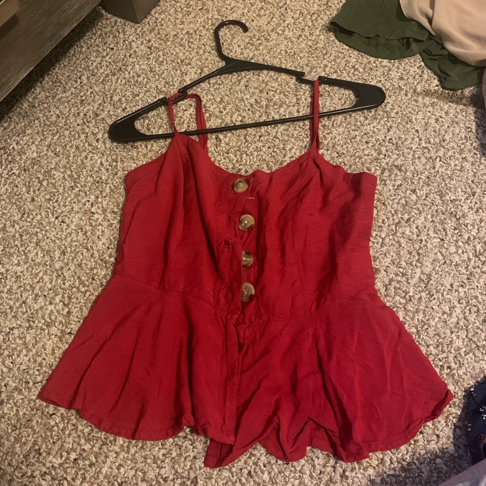 Red Button Up Blouse! Worn Only a Few Times
